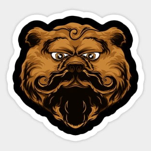 bear brown moustache Sticker